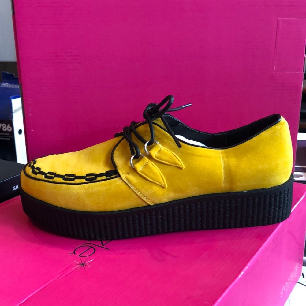 Yellow “Velvet” Platform Flat Shoe Size 8.5